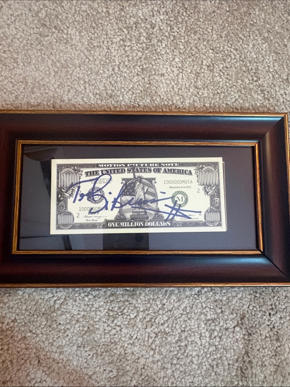 Framed Decorative Memorabilia in Brown and Gold WWE Million Dollar Man signed bi
